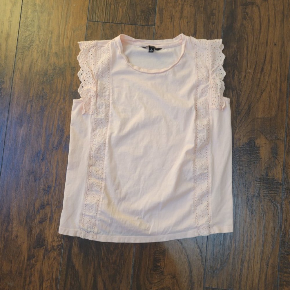 Banana Republic Blush Pink Eyelet Trim Tank sz small